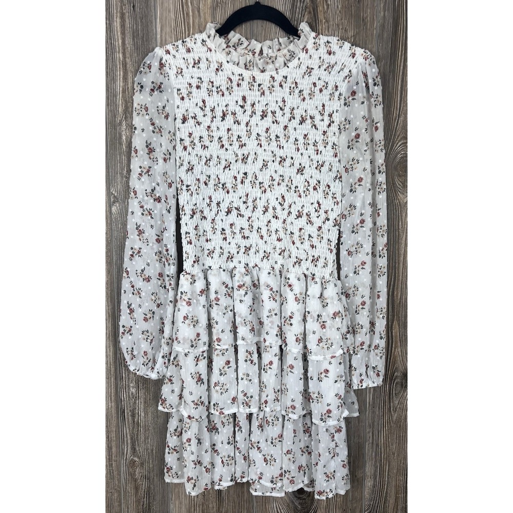 Illa Illa Mini Dress Size MED Floral Smocked Mini Dress Boho Chic Cottagecore